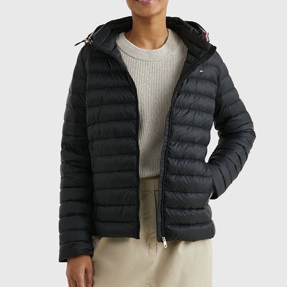 Tommy Hilfiger Womens Packable Hooded Black Down Puffer Jacket XS - Picture 14 of 14